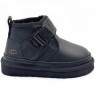 UGG KIDS BOOTS NEUMEL SNAPBACK LEATHER BLACK