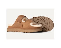 UGG WOMEN'S GREENPORT STRAP SLIDE CHESTNUT 