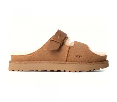 UGG WOMEN'S GREENPORT STRAP SLIDE CHESTNUT 
