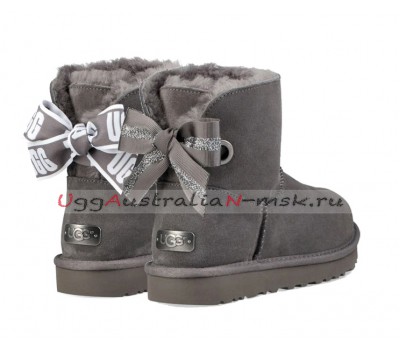 UGG BAILEY BOW MINI CUSTOMIZABLE CHARCOAL