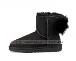 UGG BOW MINI FLUFF BOOT BLACK