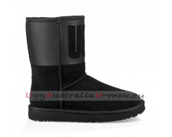 UGG CLASSIC SHORT RUBBER BOOT BLACK