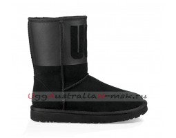 UGG CLASSIC SHORT RUBBER BOOT BLACK