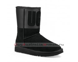 UGG CLASSIC SHORT RUBBER BOOT BLACK