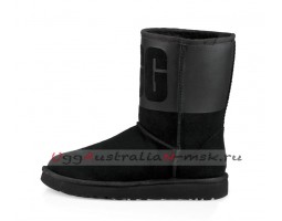 UGG CLASSIC SHORT RUBBER BOOT BLACK