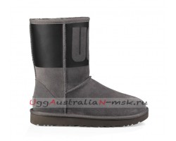 UGG CLASSIC SHORT RUBBER BOOT GREY / BLACK