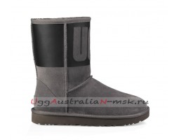 UGG CLASSIC SHORT RUBBER BOOT GREY / BLACK