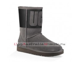 UGG CLASSIC SHORT RUBBER BOOT GREY / BLACK