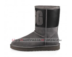 UGG CLASSIC SHORT RUBBER BOOT GREY / BLACK