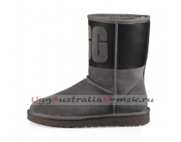 UGG CLASSIC SHORT RUBBER BOOT GREY / BLACK