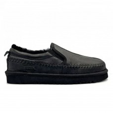 UGG STITCH SLIP ON LEATHER BLACK