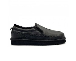 UGG STITCH SLIP ON LEATHER BLACK