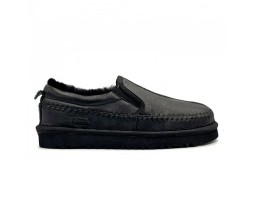 UGG STITCH SLIP ON LEATHER BLACK