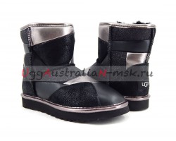 UGG CLASSIC MINI GLITTER PATCHWORK BOOT BLACK