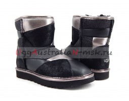 UGG CLASSIC MINI GLITTER PATCHWORK BOOT BLACK