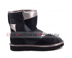 UGG CLASSIC MINI GLITTER PATCHWORK BOOT BLACK