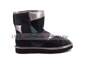 UGG CLASSIC MINI GLITTER PATCHWORK BOOT BLACK