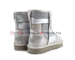 UGG CLASSIC MINI GLITTER PATCHWORK BOOT SILVER