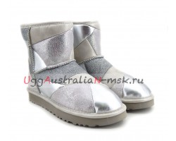 UGG CLASSIC MINI GLITTER PATCHWORK BOOT SILVER