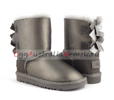 UGG KIDS TODDLERS BAILEY BOW II METALLIC PEWTER