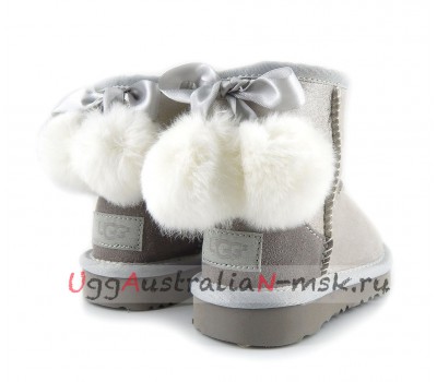 UGG KIDS BOW POM I DO WHITE