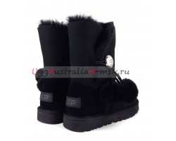 UGG BAILEY BUTTON POM BLACK 