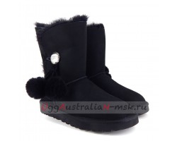 UGG BAILEY BUTTON POM BLACK 