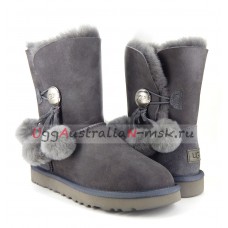 UGG BAILEY BUTTON POM GREY 