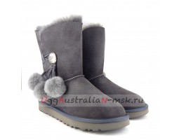 UGG BAILEY BUTTON POM GREY 