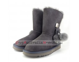 UGG BAILEY BUTTON POM GREY 