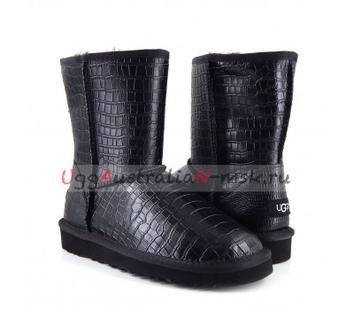 UGG CLASSIC SHORT CROCO BLACK