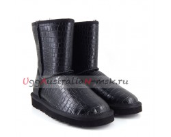 UGG CLASSIC SHORT CROCO BLACK