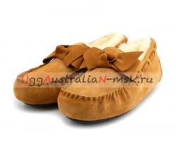 UGG DAKOTA LEATHER BOW CHESTNUT