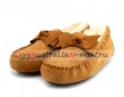 UGG DAKOTA LEATHER BOW CHESTNUT