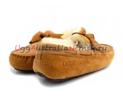 UGG DAKOTA LEATHER BOW CHESTNUT