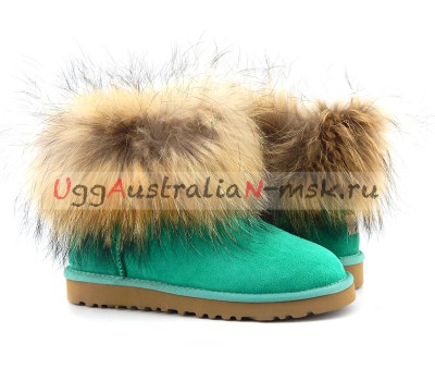 UGG WITH FOX FUR MINI GREEN