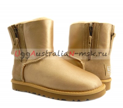 UGG MINI DOUBLE ZIP METALLIC GOLD