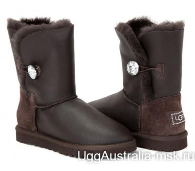 UGG BAILEY BUTTON BLING CHOCOLATE