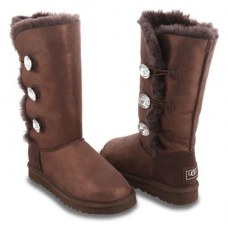 UGG BAILEY BUTTON TRIPLET GLITTER CHOCOLATE