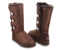 UGG BAILEY BUTTON TRIPLET GLITTER CHOCOLATE