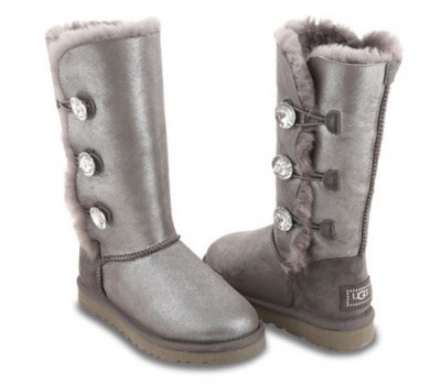 UGG BAILEY BUTTON TRIPLET GLITTER GREY