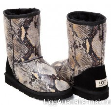 UGG CLASSIC SHORT SNAKE BLACK