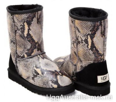 UGG CLASSIC SHORT SNAKE BLACK