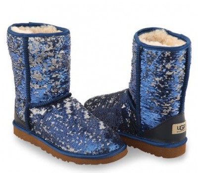 UGG CLASSIC SHORT SPARKLES NAVY