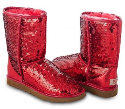 UGG CLASSIC SHORT SPARKLES RED