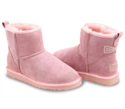 UGG CLASSIC MINI CRYSTAL BOW PINK