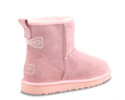 UGG CLASSIC MINI CRYSTAL BOW PINK