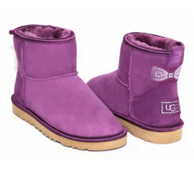 UGG CLASSIC MINI CRYSTAL BOW PURPLE