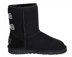 UGG CLASSIC SHORT CRYSTAL BOW BLACK