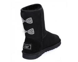 UGG CLASSIC SHORT CRYSTAL BOW BLACK